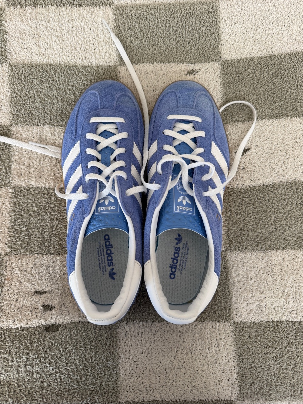 adidas Men’s Light Blue Suede Sneakers with White Stripes